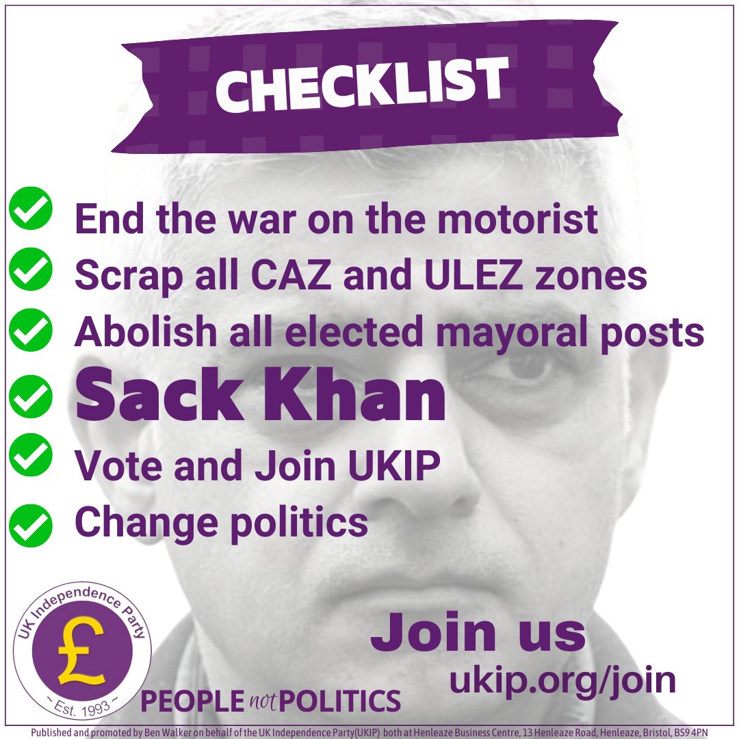 UKIP: It is time to take back control in London. Stop the war on the motorist. It has gone too far. 

#JoinUKIP and #VoteUKIP to #SackKhan