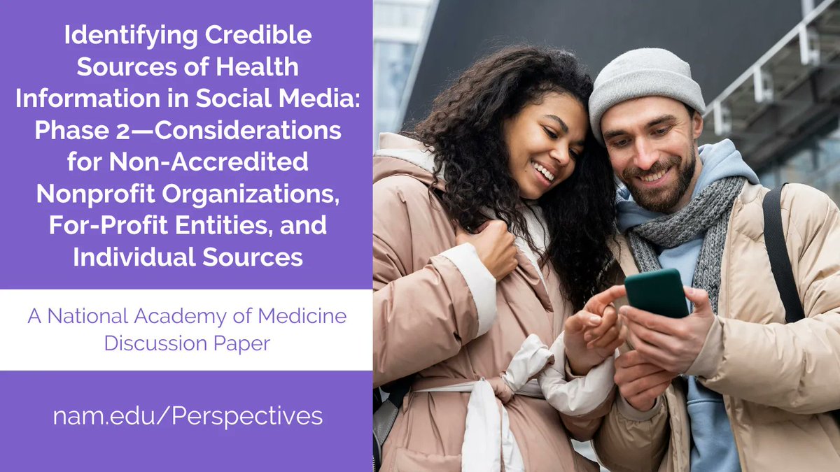 National Academy of Medicine (@thenamedicine) on Twitter photo New from <a href="/theNAMedicine/">National Academy of Medicine</a> <a href="/CMSSmed/">CMSS</a> & <a href="/WHO/">World Health Organization (WHO)</a>! Identifying Credible Sources of Health Information in Social Media: Phase 2 Considerations for Non-Accredited Nonprofit Organizations, For-Profit Entities, and Individual Sources bit.ly/3OfHK5r #NAMPerspectives New from <a href="/theNAMedicine/">National Academy of Medicine</a> <a href="/CMSSmed/">CMSS</a> & <a href="/WHO/">World Health Organization (WHO)</a>! Identifying Credible Sources of Health Information in Social Media: Phase 2 Considerations for Non-Accredited Nonprofit Organizations, For-Profit Entities, and Individual Sources bit.ly/3OfHK5r #NAMPerspectives