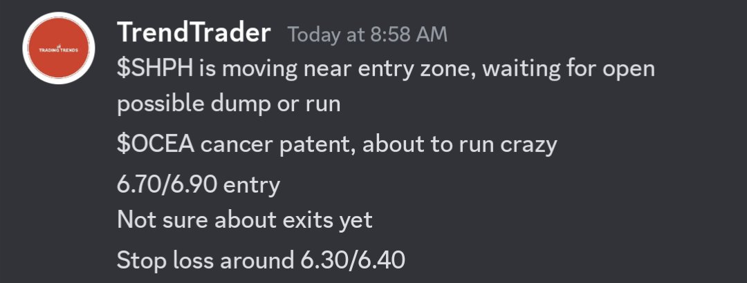 HopiumTrading's tweet photo. 🧙‍♂️🔮👍
Join our team, here's the called entries from this morning for $SHPH / $OCEA / $HTRC https://t.co/j0GyAFScUU