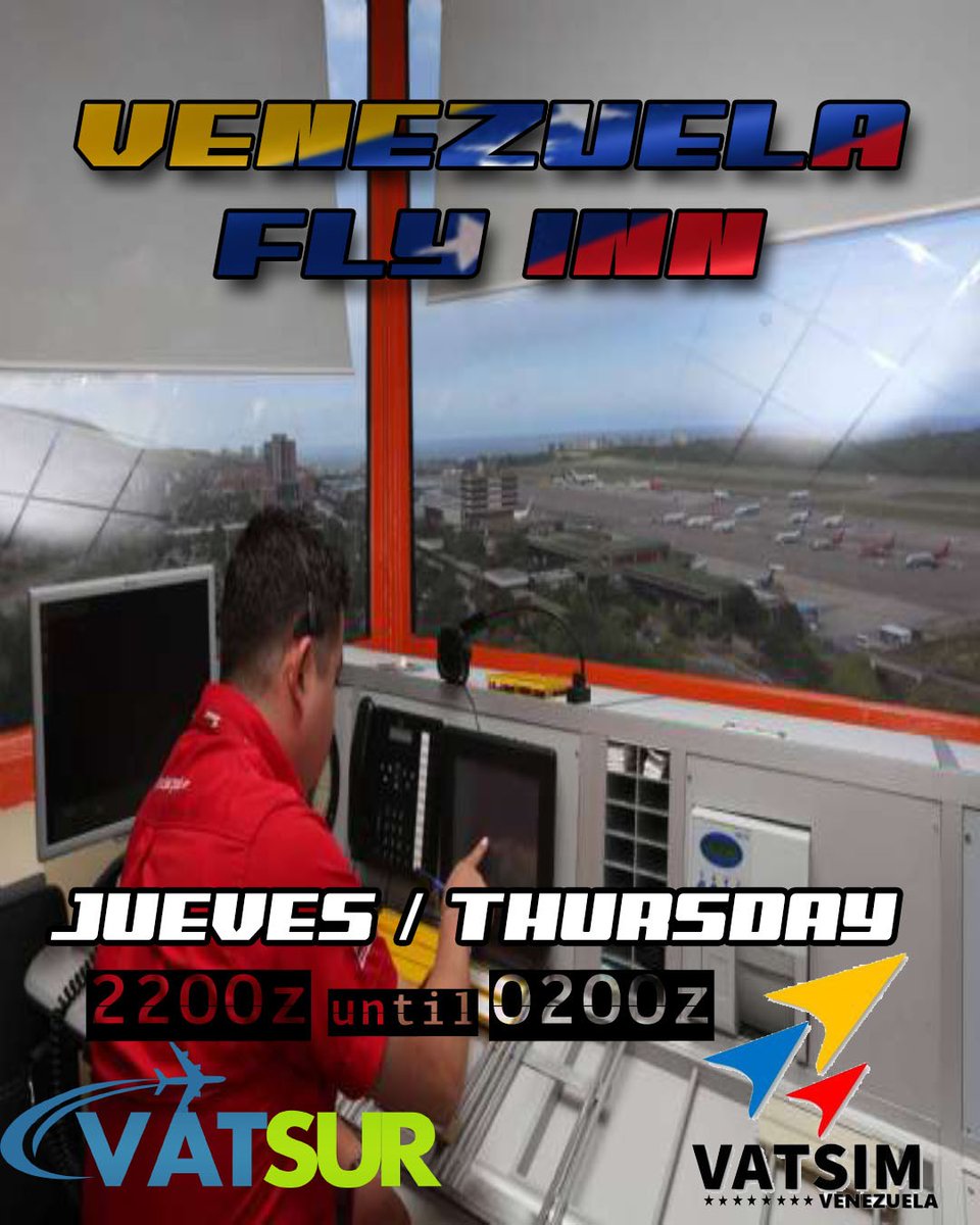 Como cada jueves hacemos nuestro evento semanal de control dentro de la Fir. Te esperamos!. Desde las 22:00z Hasta 02:00z!

As every Thursday we have our weekly event!

 Since 22:00z until 02:00z.

#vatsim #vatsur #atc