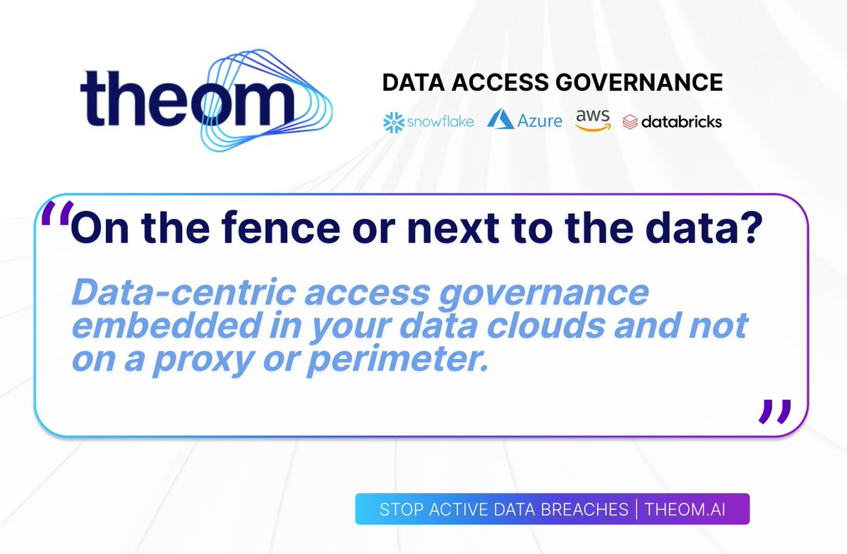 TheomSecurity's tweet image. Theom secures cloud data in a data-centric approach, focusing on the data itself rather than just the systems and networks that house it. 
Contact us or request for a demo, buff.ly/3M3AlEX. 

#theomsecurity #DAG #DataAccessGovernance
