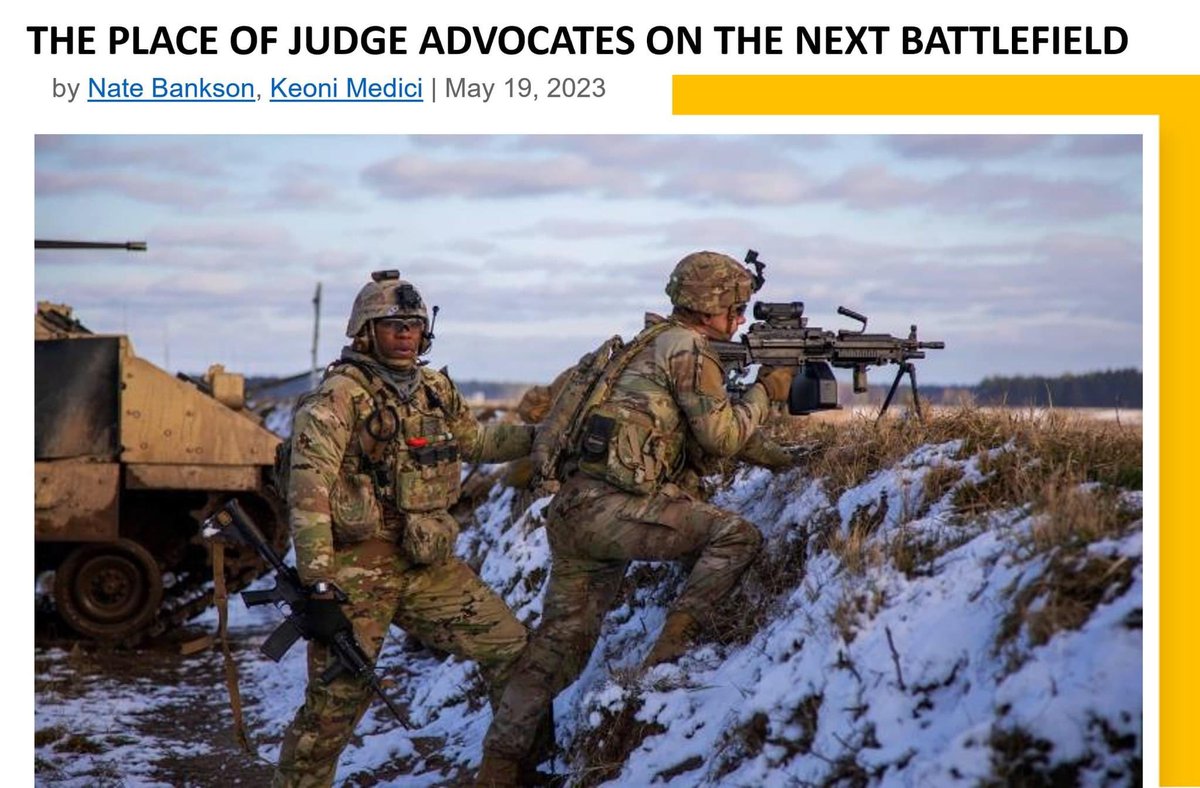 Our senior legal OC/T, Col. Nate Bankson, had some keen insight in this piece 👉🏼 lieber.westpoint.edu/place-judge-ad…

A key point — “The speed, tempo, and intensity of large-scale combat operations may render judge advocates incapable of advising the same way they did in COIN” 📝