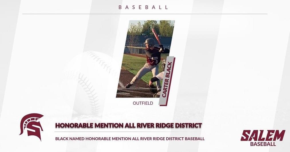 Spartan Baseball River Ridge All-District Honors!
Trace Monroe: First Team All-District Pitcher &amp; First Team All-District Outfielder!
Carter Black: Honorable Mention All-District Outfielder!