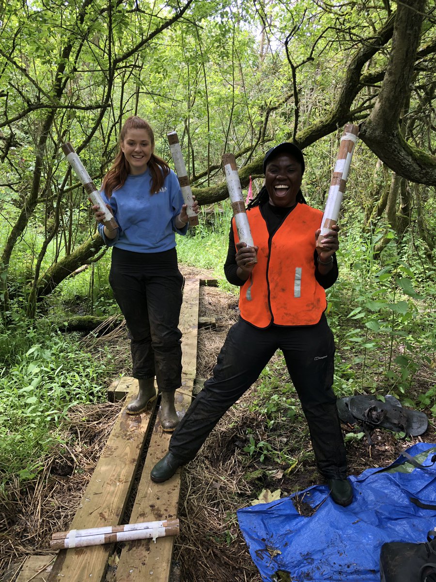 We’re at <a href="/Wheatfen/">Wheatfen Nature Reserve</a> taking #peat cores to understand what’s beneath the #wetwoodlands. Good mood all round after a challenging but successful coring session! The cores will be analysed in <a href="/RHULGeography/">RHULGeography</a> labs by UG student Anna &amp; <a href="/crystal_ahiable/">Crystal Ahiable</a> over the coming months.