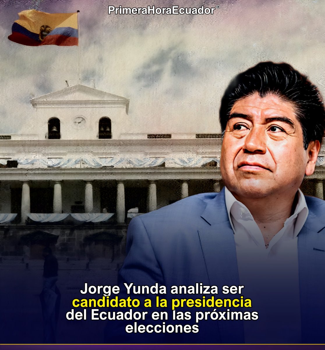 PrimeraHoraEc's tweet photo. ➤ El ex alcalde de #Quito, Jorge Yunda dijo tener toda la predisposición para también ser candidato en las próximas elecciones

🗣️ “No hay que huirle a la política”. “Estamos unificando un gran frente ecuatoriano… pensando en las próximas elecciones”, afirmo Yunda. https://t.co/G4JXNyyEXT