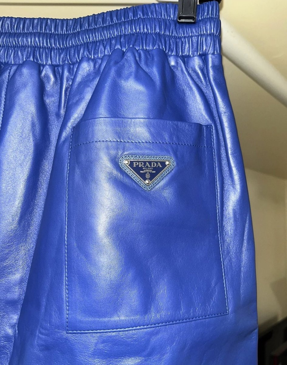 Prada Nappa Leather Bermuda Shorts in Blue! (2023)