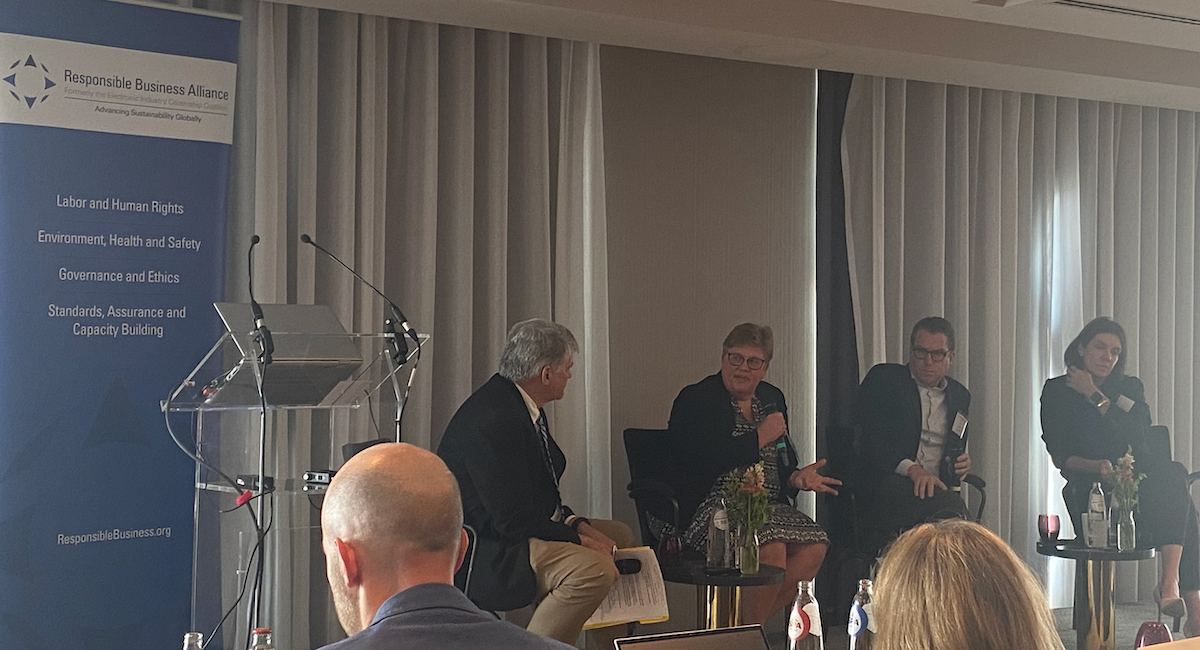 RBAllianceOrg's tweet photo. On day one @RBAllianceOrg’s European Conference, members and their suppliers gained valuable insights from the panel on the Future of Industry Collaboration on #SupplyChain #Sustainability featuring Sue Slaughter, Ford; Kai Amman, BMW Group; &amp; Leigh Anne DeWine, Amazon #RBAEU2023 https://t.co/L9RJkgxXLh