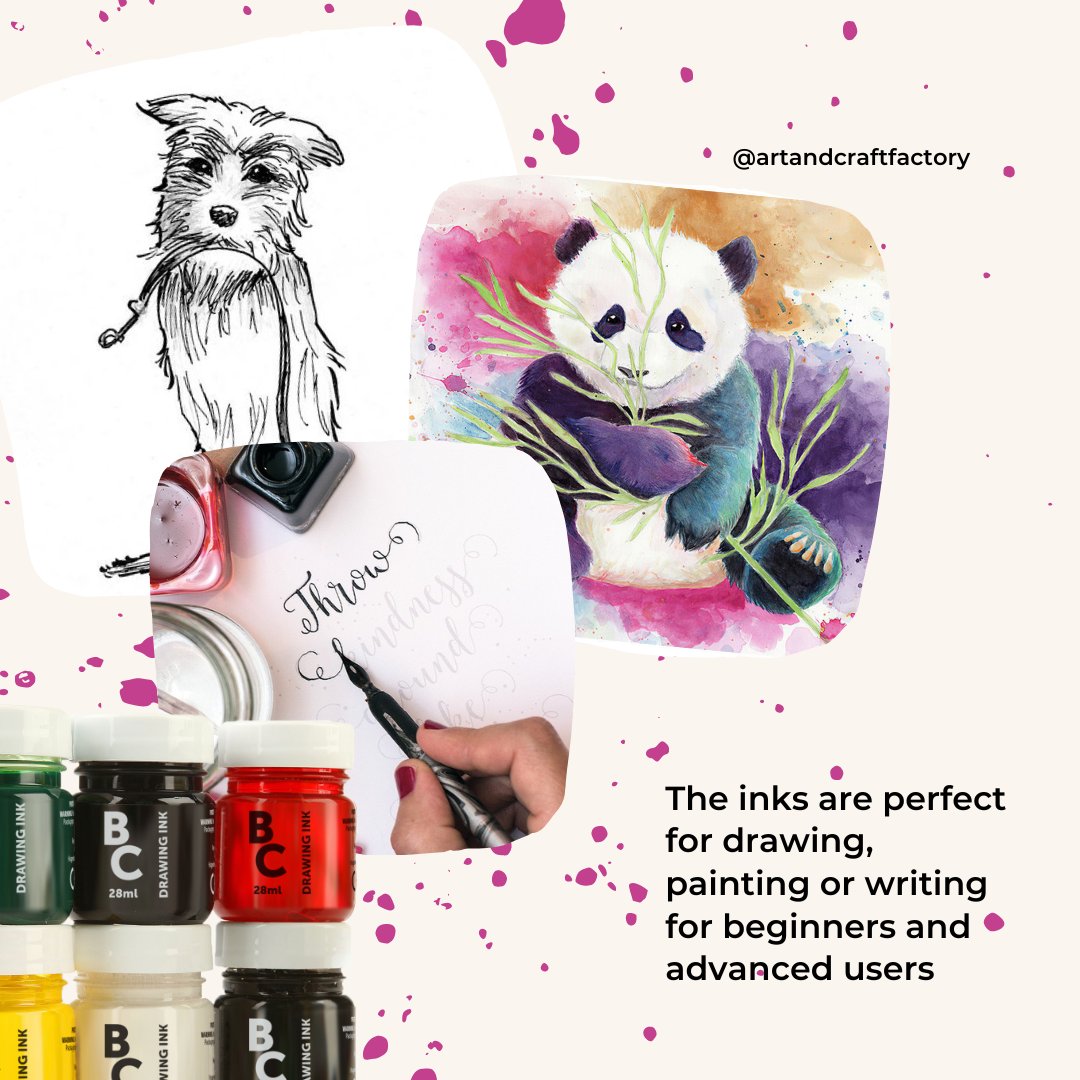 Hey #artists &amp; #creatives! Meet our brand-new, high-quality Drawing Ink!🎨🖋️#madeintheUK, these inks are perfect for #drawing, #painting, #journaling, and #calligraphy. Let your imagination run wild with intermixable colours and water-resistant brilliance: tinyurl.com/55z3y77b
