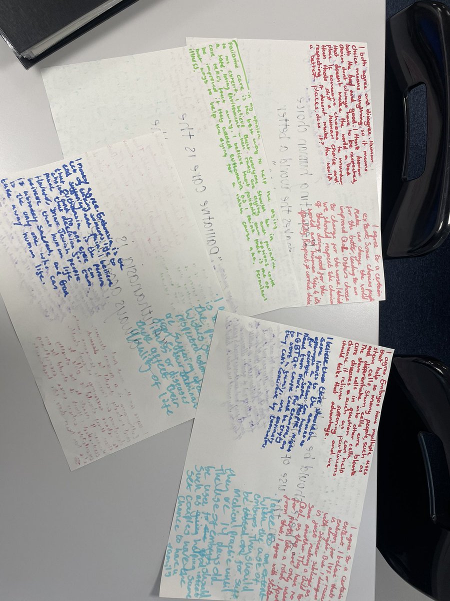 S3 practiced some 8 mark questions by taking part in a silent debate ✏️