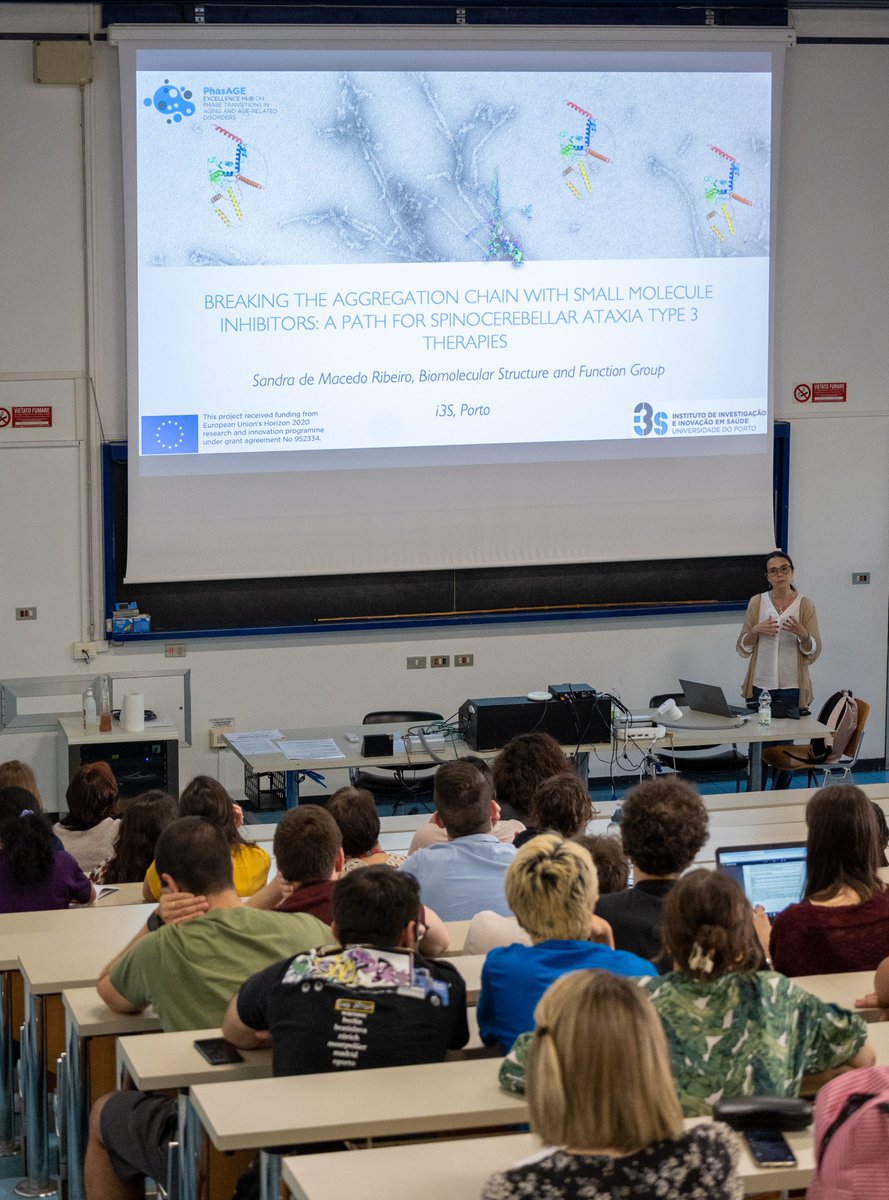 We just wrapped up an insightful seminar featuring Sandra Macedo from <a href="/ProtCrys/">Sandra Ribeiro Lab</a> lab at <a href="/i3S_UPorto/">i3S-Instituto de Investigação e Inovação em Saúde</a> 

She presented her research on therapies based on small molecule inhibitors of protein aggregation in #ataxia #SCA3

<a href="/PhasAGE_project/">PhasAGE</a> #EUfunded #H2020