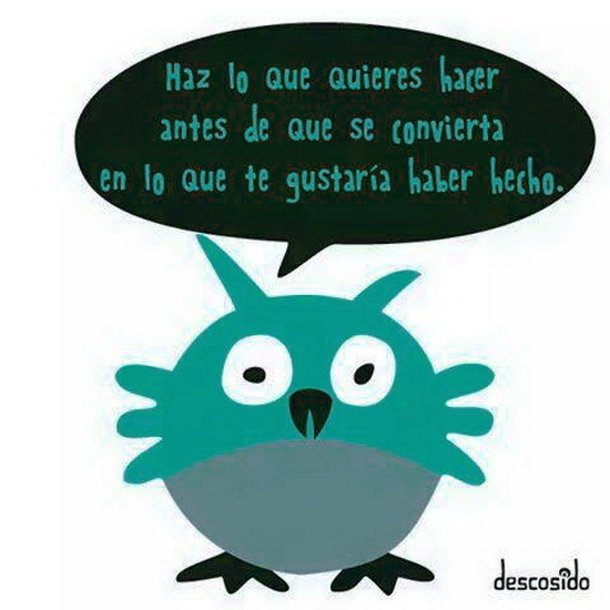 "Haz lo que quieres hacer antes de que se convierta en lo que te gustaría haber hecho." #frases #pic