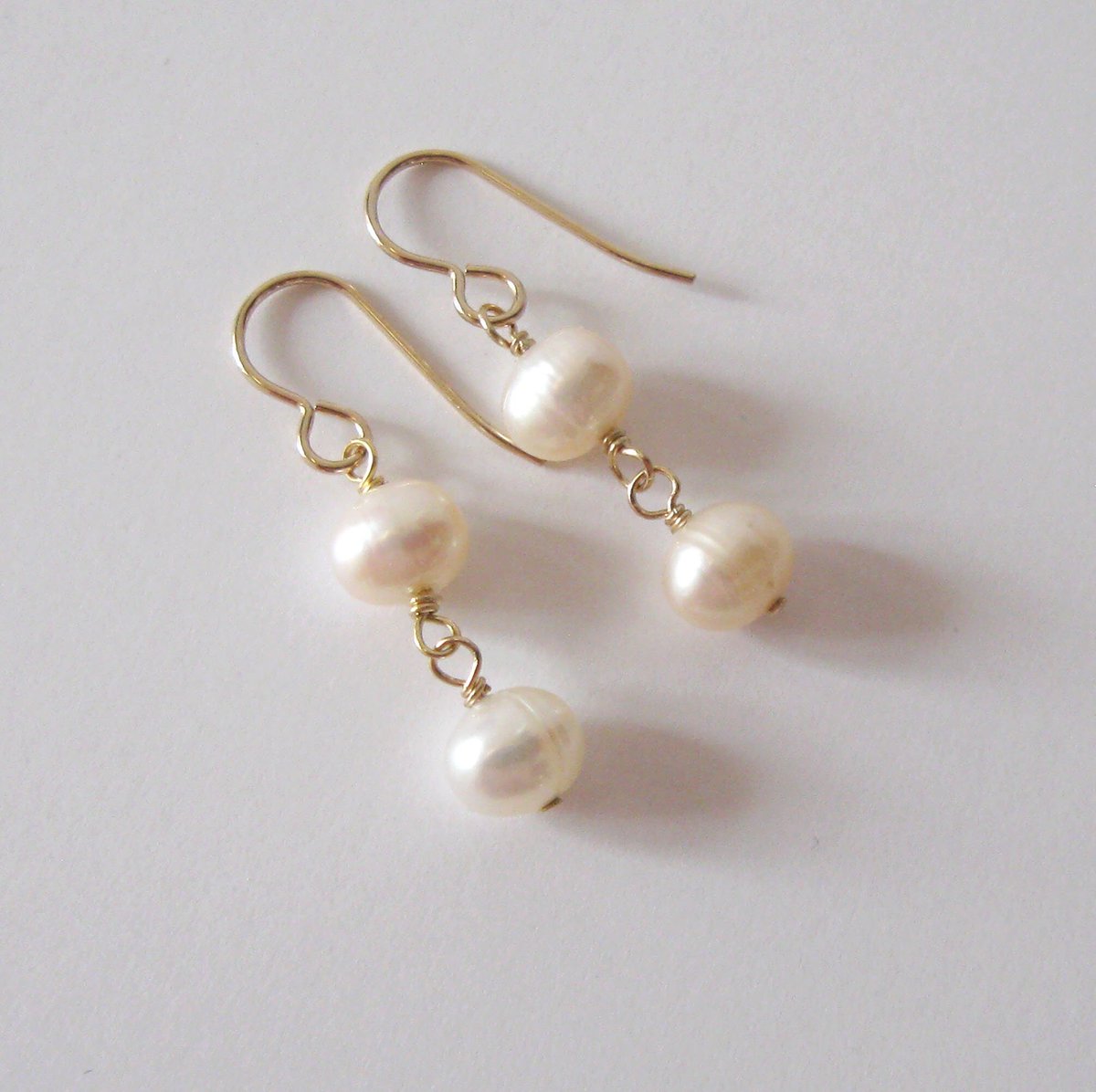 Cream Baroque Pearl Double Drop Goldfilled Earrings, Freshwater Pearls with Rings, Ear Wire Options tuppu.net/85e99c50 #Etsy #SendingLoveGallery #Sendinglovegallery