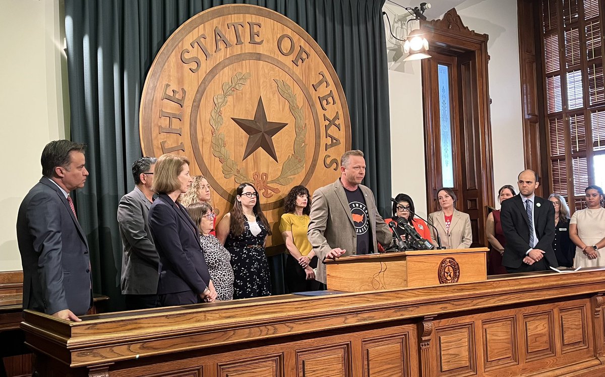 txgunsense's tweet photo. We just wrapped up a press conference w/coalition partners &amp; champions pointing to state leaders’ refusal to prevent the next shooting as the anniversary of #Uvalde approaches tomorrow &amp; the #txlege session ends in 6 days 🧵 https://t.co/OukNnGbTm7
