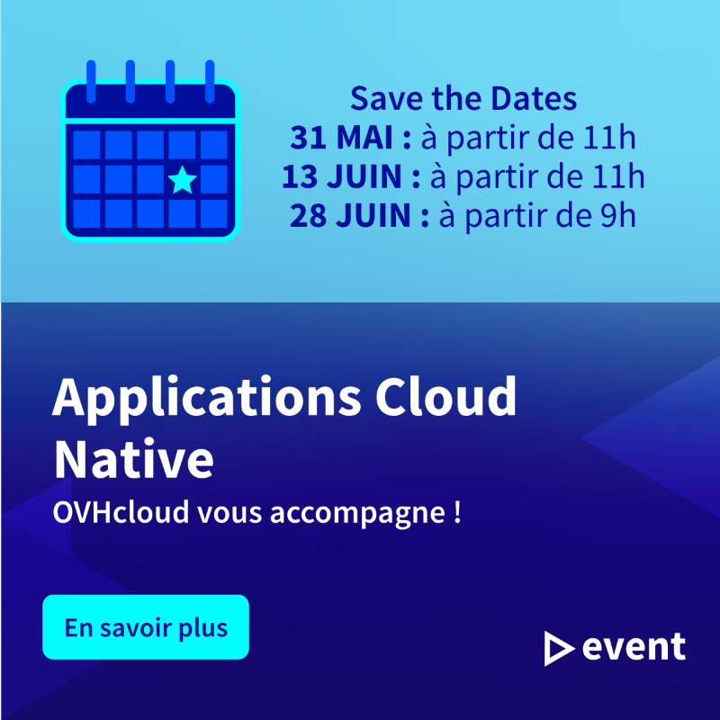 OVHcloud_FR's tweet photo. Apprenez à simplifier et automatiser la gestion de vos applications dans un environnement Public #Cloud.☁️

Une série de #webinars et formations afin de permettre une meilleure évolutivité, une résilience accrue et une utilisation plus efficiente de vos ressources. 📈 #kubernetes