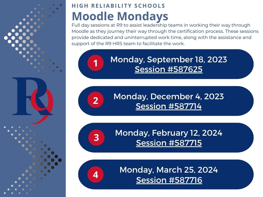 Working toward an HRS Certification? Join us for Moodle Mondays next year. We will support you in planning and provide tips to ensure a successful certification.