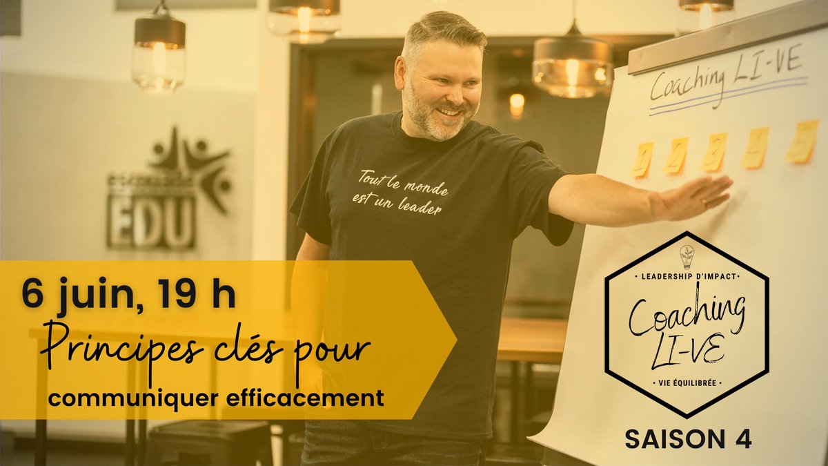 MariusBourgeoys's tweet photo. Si vos connaissances sont à 10/10 mais que votre compétence à les communiquer est à 3/10, comment les gens vous perçoivent-ils?
10/10 ou 3/10?
La communication, ça se développe.
Au plaisir de vous voir le 6 juin, à 19 h.
https://t.co/XagBEVuKo9
#leadped #eduqc #coachingLIVE https://t.co/WKK0YXJfp8