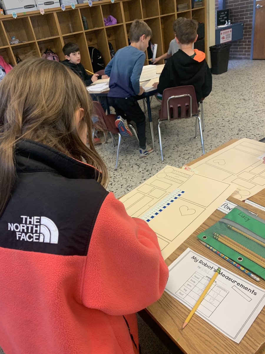 Measuring robot parts today in grade 2!