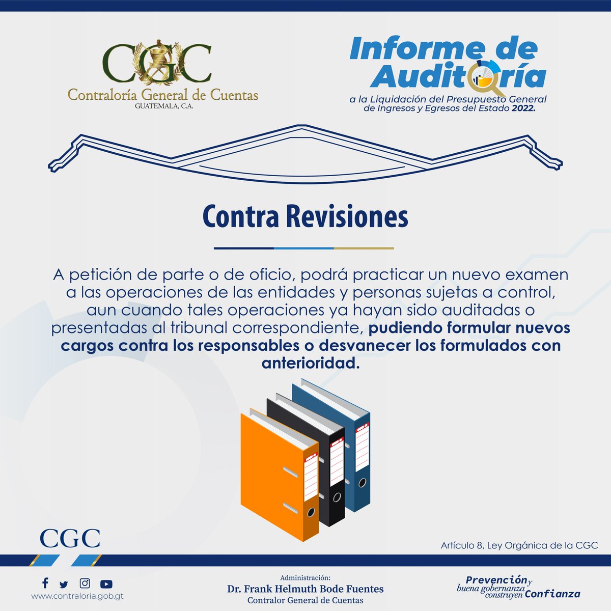 Contraloria_gt's tweet photo. 🔎✅ Contra Revisiones es la práctica de un nuevo examen a las operaciones de las entidades y personas sujetas a control. 

#CGC #Auditorías #Fiscalización #Hallazgos #ControlGubernamental #InformedeAuditoría #LiquidacióndelPresupuesto2022 https://t.co/pJ4fIQKwGG