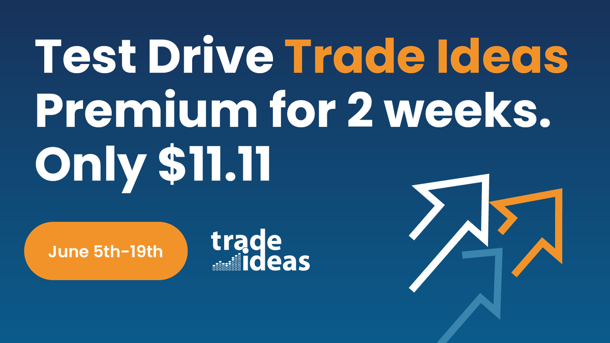 TradeLogTweets's tweet photo. Our partners at Trade Ideas are gearing up for their big Test Drive event June 5-20. For $11.11 get 2-weeks of access to all their Premium features and special training webinars without committing to a full subscription.
Sign up early now: https://t.co/9L8DzNZ1UF https://t.co/8wplAvQpmd