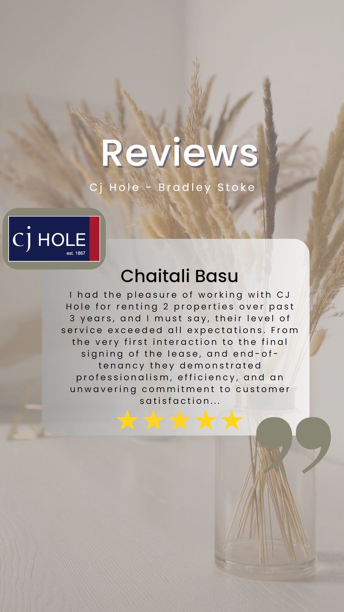 Excerpt from a glowing review for Bradley Stoke Lettings 🥇