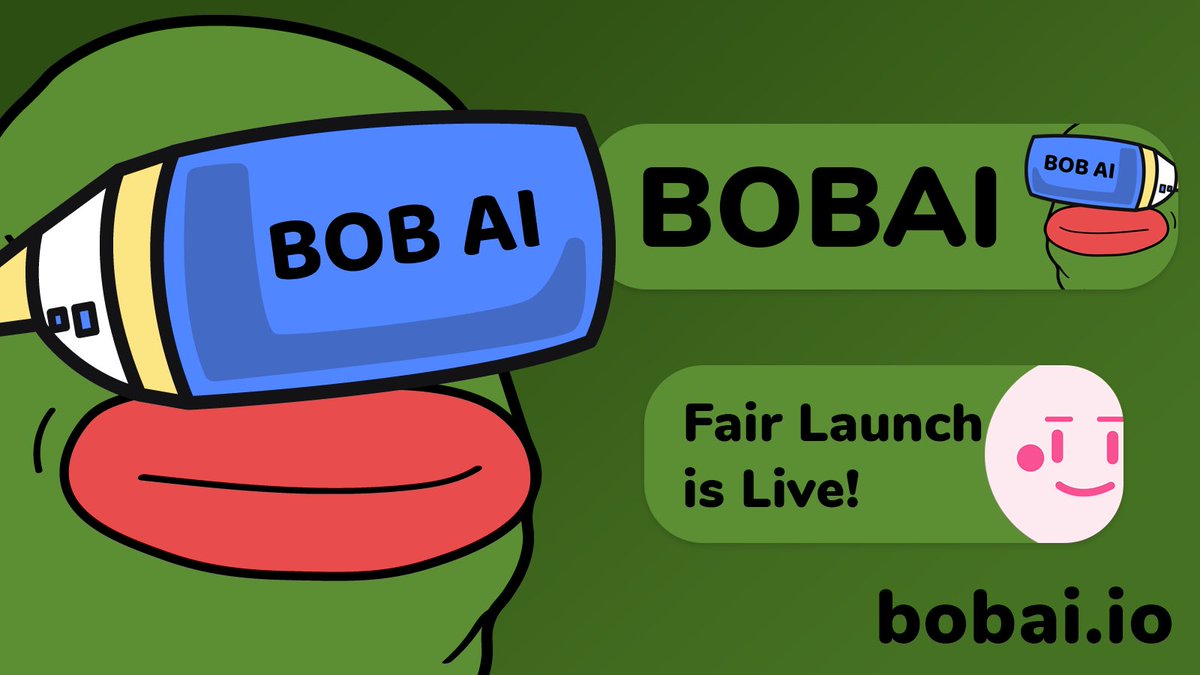 🎉 #BOBAI #FairLaunch is LIVE on 
#pinksale - pinksale.finance/launchpad/0xb4…

and is in full swing and the momentum is only growing stronger🚀

⏰Don't wait for the hype train to pass you by!
Fill your bags with #BOBAI and Join the party now!

$BOBAI #BSC #12000x #PEPEARMY