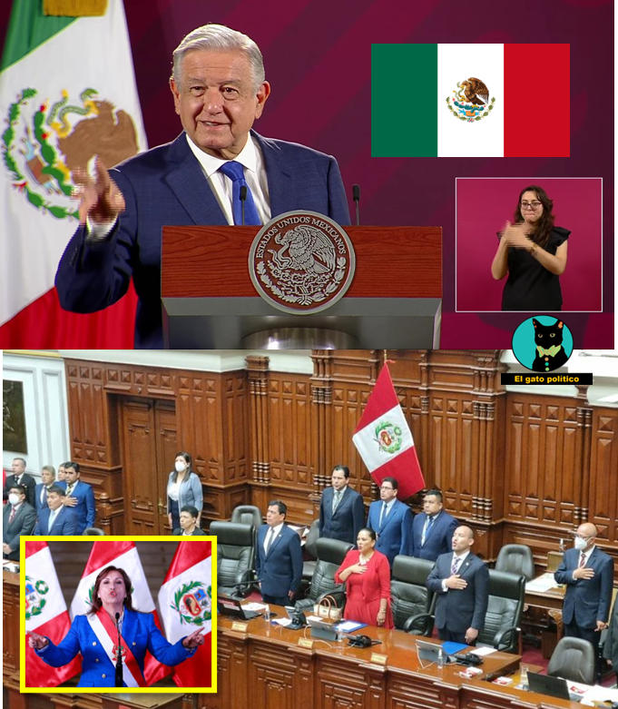 elgatopolitico_'s tweet photo. "Muchas gracias por declararme persona no grata, porque me sentiría yo mal si esos legisladores y la señora que detenta el poder me entregaran una condecoración y me aplaudieran, me produciría verguenza".
Tremendo mensaje de orgullo de AMLO a los golpistas del Perú.
#LaMañanera #ConferenciaPresidente