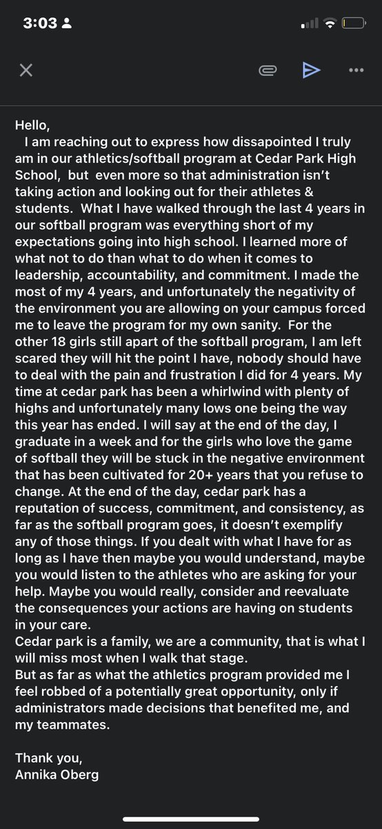 annika oberg (@annikaoberg2023) on Twitter photo A letter to <a href="/LeanderISD/">Leander ISD</a>, to the people who donāt know what has been going on.
And for the people who do know, but refuse to make a change, I am extremely disheartened.
This never should have happened.
#DoBetter #ItsAboutTheAthletes
#SpeakOut <a href="/BruceLISD/">Bruce Gearing</a> A letter to <a href="/LeanderISD/">Leander ISD</a>, to the people who donāt know what has been going on.
And for the people who do know, but refuse to make a change, I am extremely disheartened.
This never should have happened.
#DoBetter #ItsAboutTheAthletes
#SpeakOut <a href="/BruceLISD/">Bruce Gearing</a>