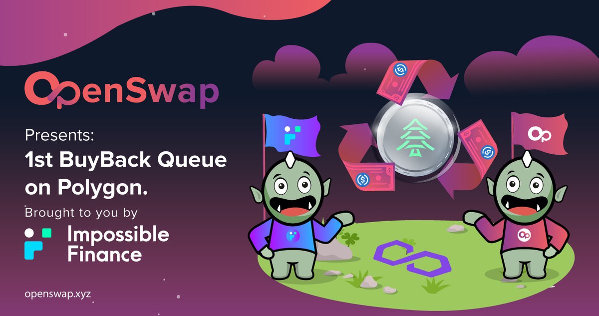 📢 The First OpenSwap Buyback Queue is available on @0xPolygon for @impossiblefi launchpad participants of @PineProtocol Enhancing our offerings on the #Polygon PoS chain, #zkEVM next? 😉 See Detail👇 medium.com/impossiblefina…