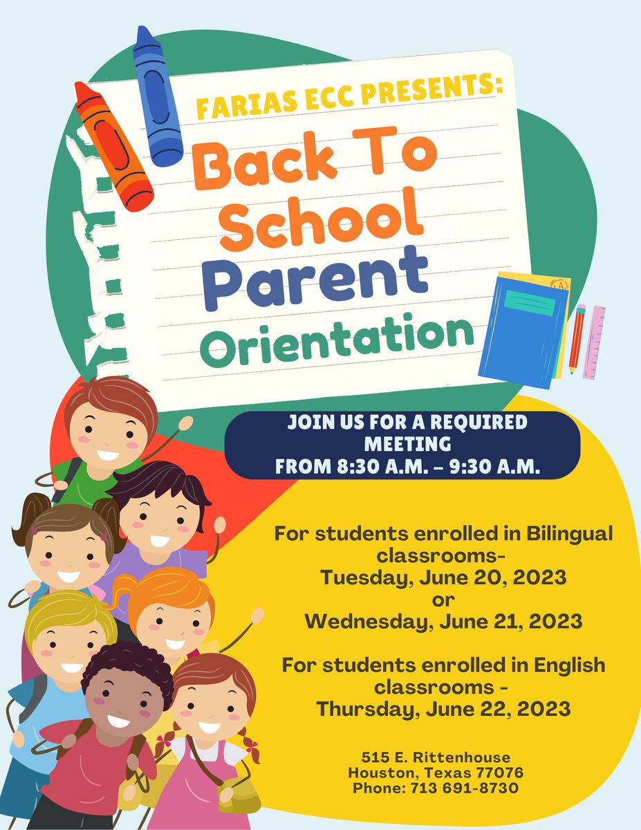 Information for our incoming families. Back to School Parent orientation information!