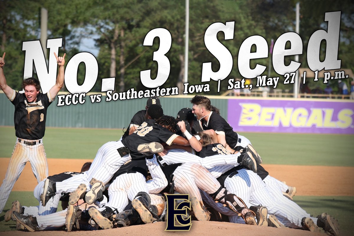 ECCCAthletics's tweet photo. .@ECCCBaseball enters the NJCAA DII World Series as the No. 3 seed and will take on Southeastern Iowa this Saturday at 1 p.m. in Enid, Oklahoma! 

#WarriorStrong https://t.co/ZtOzyoiSWB