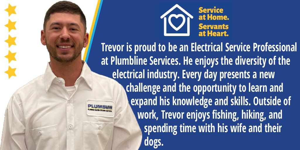 Meet this week's #TechTuesday, Trevor!

#ThePlumblineWay #ServiceAtHomeServantsAtHeart #ElectricalSafetyMonth