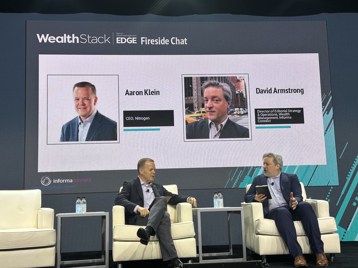 “Nitrogen is a growth catalyst…a force multiplier.” 

⁦@nitrogenwealth⁩ CEO ⁦@AaronKlein⁩ joins ⁦@djamesarmstrong⁩ onstage at #WMEdge to discuss the firm’s recent rebrand and decade-long track record of driving growth for advisory firms 📈

#bullmarketforadvice