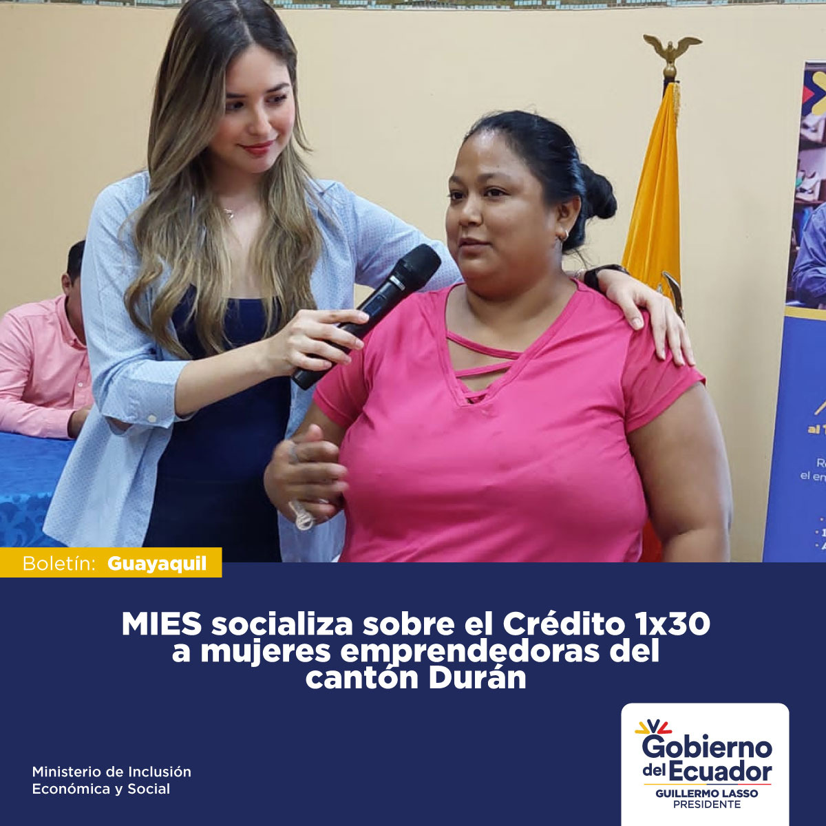 DHumanoEc's tweet photo. #GuayaquiI El #MIES, socializó información relacionada al #Crédito1x30 con alrededor de 200 mujeres emprendedoras del cantón Durán. Este apoyo gubernamental se hace en el marco del programa #ImpulsoVioletaEc.
📰Boletín: https://t.co/yNUScfAMdq https://t.co/kmjM0WSDrr