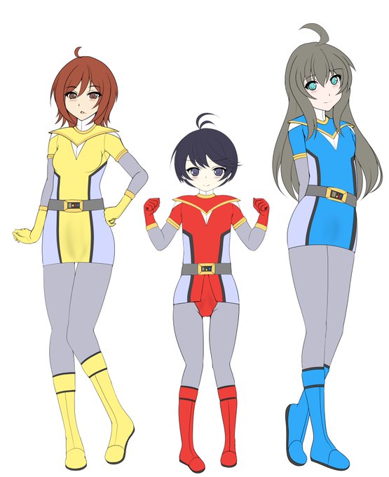 ついてるぴっちり戦隊ヒロイン?の下描きです 