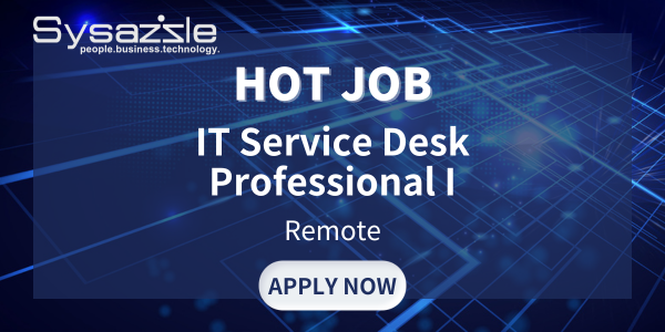sysazzle's tweet image. A fantastic opportunity is available at Sysazzle! We are looking for an IT Service Desk Professional I. Learn more and apply now: bit.ly/3MTMTzf 

#itservicedesk #ittechnicalsupport #customerservice #servicedesk #itcareers #itprofessionals #technologysolutions
