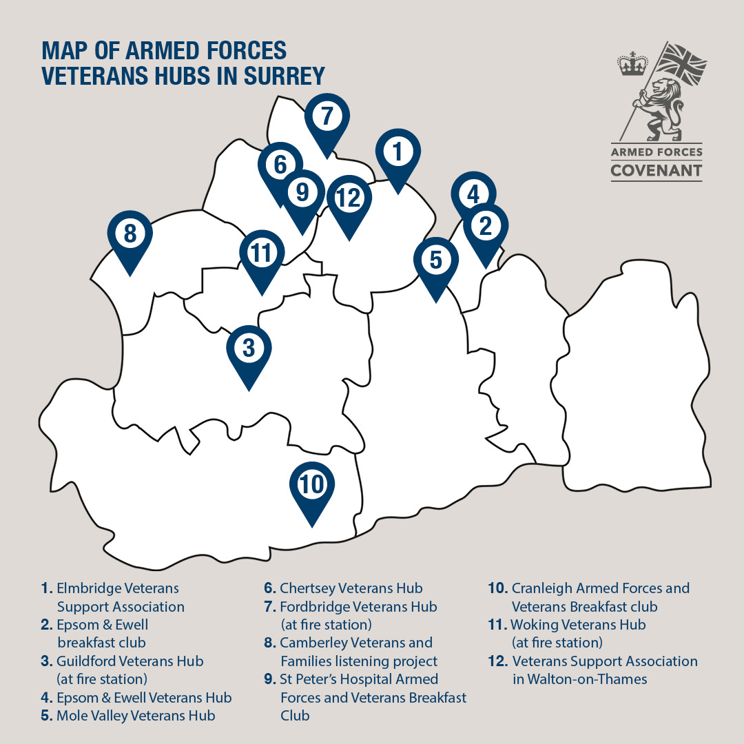 Surrey County Council News (@surreynews) on Twitter photo Did you know that there are 12 Veterans Hubs in Surrey for members of the armed forces community?
Come along to meet new people, get support and more. More information can be found by visiting: orlo.uk/gFpHp <a href="/SurreyMilitary/">Surrey Military</a> Did you know that there are 12 Veterans Hubs in Surrey for members of the armed forces community?
Come along to meet new people, get support and more. More information can be found by visiting: orlo.uk/gFpHp <a href="/SurreyMilitary/">Surrey Military</a>