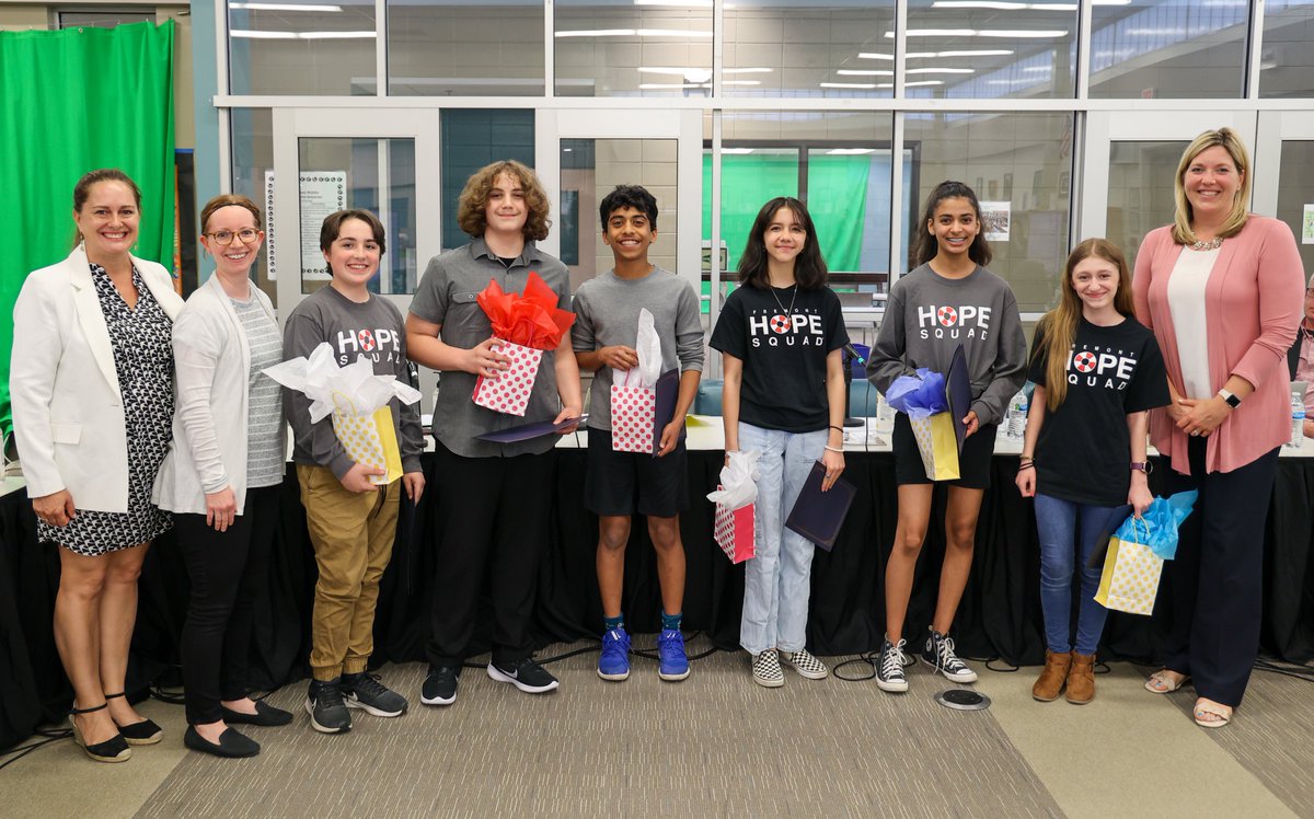 This month's Board of Education recognition was for the three-year graduating members of the Fremont Middle School Hope Squad. Thank you for all that you've done to show care for your classmates! #Together79