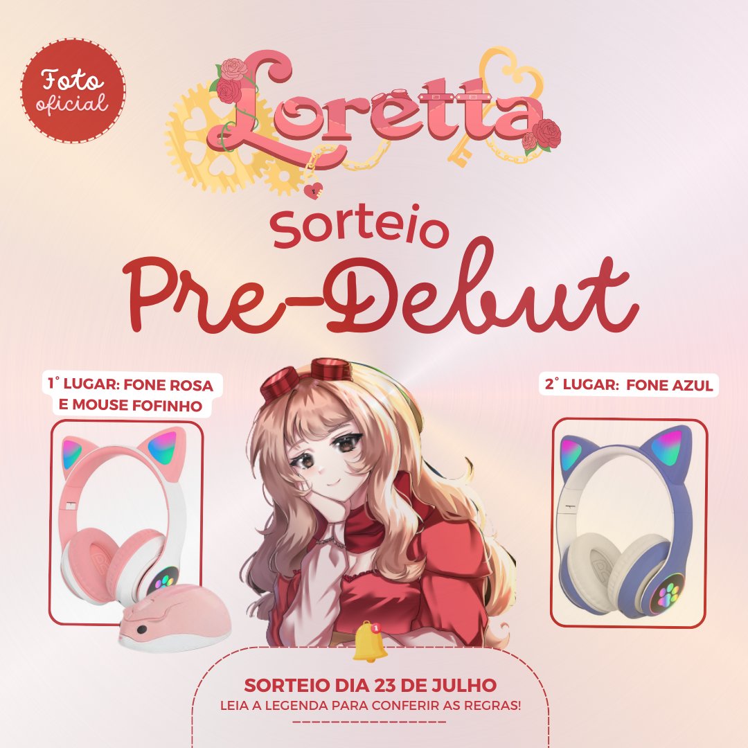 [SORTEIO PRE-DEBUT] Para comemorar o debut do meu modelo, vou presentear vocês!~♡ 🤎Para participar, basta: 👉 Seguir minhas redes: lorettavtuber.carrd.co 👉 Dar RT no post oficial 👉 Comentar no post oficial! (Por favor, só comentar uma única vez. Comentários multiplicados…