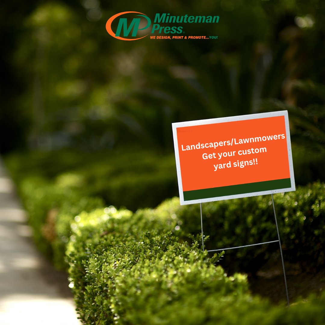 Landscapers and Lawnmowers...people may see your truck when you are parked out front doing the job, but what's their to show off your work when you leave? 🤔

Get your custom yard signs today: ky213.minuteman.com

#customsigns #yardsigns #landscapemarketing