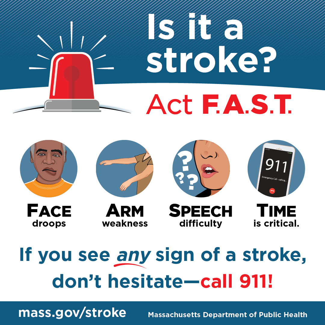 Some common warning signs of a #stroke are face drooping on one side, arm weakness, and speech difficulty. Act F.A.S.T! Call 911 at any sign.  #NationalStrokeMonth #StrokePrevention #ActFast