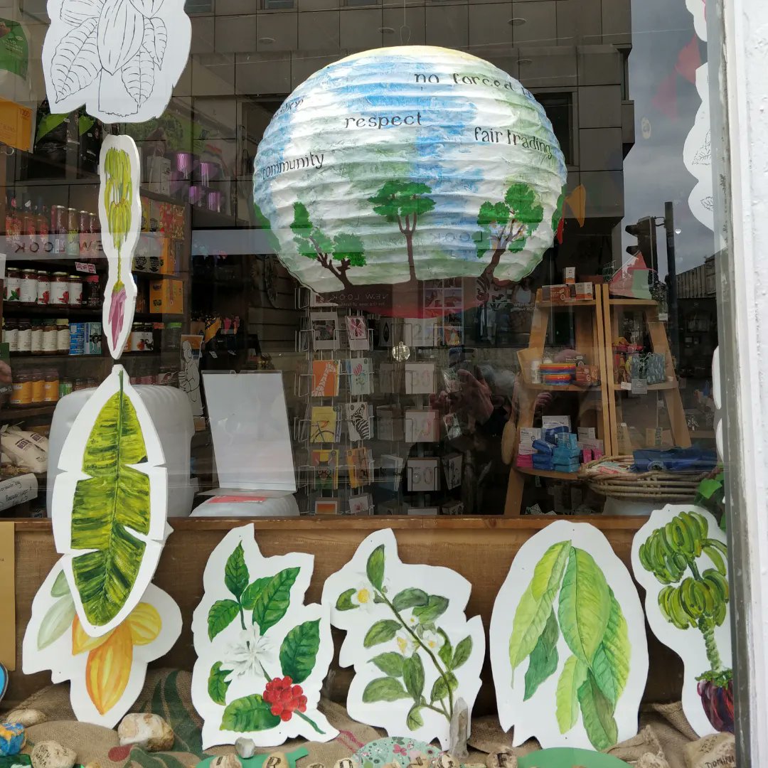 rainbowturtleUK's tweet image. We're delighted and honoured to have Caroline and her Studio 14 art groups' work in our Rainbow Turtle window! 🎨 

The piece is called Trading Fair 🌍 

'Trading Fair' is a collaborative installation by Caroline Watson and members of her Studio 14 art groups based in Paisley.