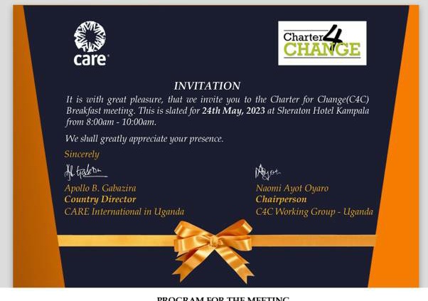 Happening Tomorrow: "The first of it's kind event that brings together <a href="/C4C_Uganda/">Charter 4 Change Working Group Uganda 🇺🇬</a> Signatories &amp; Endorser (Local Actors).
Topic 1. 
Understanding the current state of Localization in Uganda. 
Topic 2. 
Unpacking challenges &amp; insights of Localization in Uganda.
#Localization