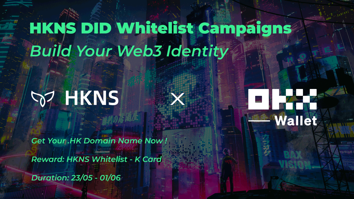 HKNSID's tweet photo. 🥳#HKNS X @okxweb3  Whitelist Campaign  

🏆 Prize Pool : Whitelist K Card  

➡️Complete tasks : https://t.co/ZxyfecNKpK

🫡Build your Web3 Identity with us 
#Airdrop #okxwallet #DID #WhitelistGiveaway https://t.co/lMDYLvUjR9
