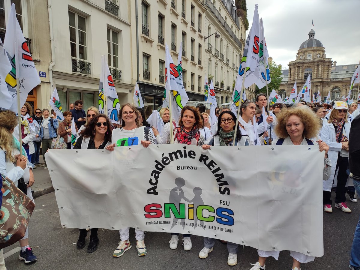 SnicsFsuReims's tweet photo. Un grand merci aux collègues de notre académie pour cette belle mobilisation pour sauver la santé à l’ecole, Revalo, Reconnaissance, Formation Non à la décentralisation @FsuNationale @SNES_Reims @SNUippAUBE @SnicsStrasbourg @SnicsFsu @SNICSBesancon @SNICS_FSU_Lille https://t.co/AxtT6YPPNG