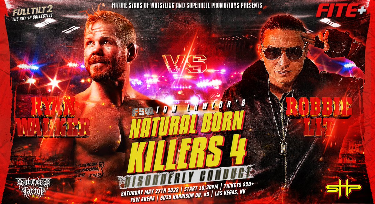 THIS SATURDAY! 𝙆𝙣𝙤𝙘𝙠𝙤𝙪𝙩 𝙤𝙧 𝙎𝙪𝙗𝙢𝙞𝙨𝙨𝙞𝙤𝙣 𝙈𝙖𝙩𝙘𝙝 @walkermania19 VS @Robbie2Lit @FilthyTomLawlor's Natural Born Killers 4: Disorderly Conduct streaming LIVE from #LasVegas on @FiteTV+! Tickets: tinyurl.com/FSWtix