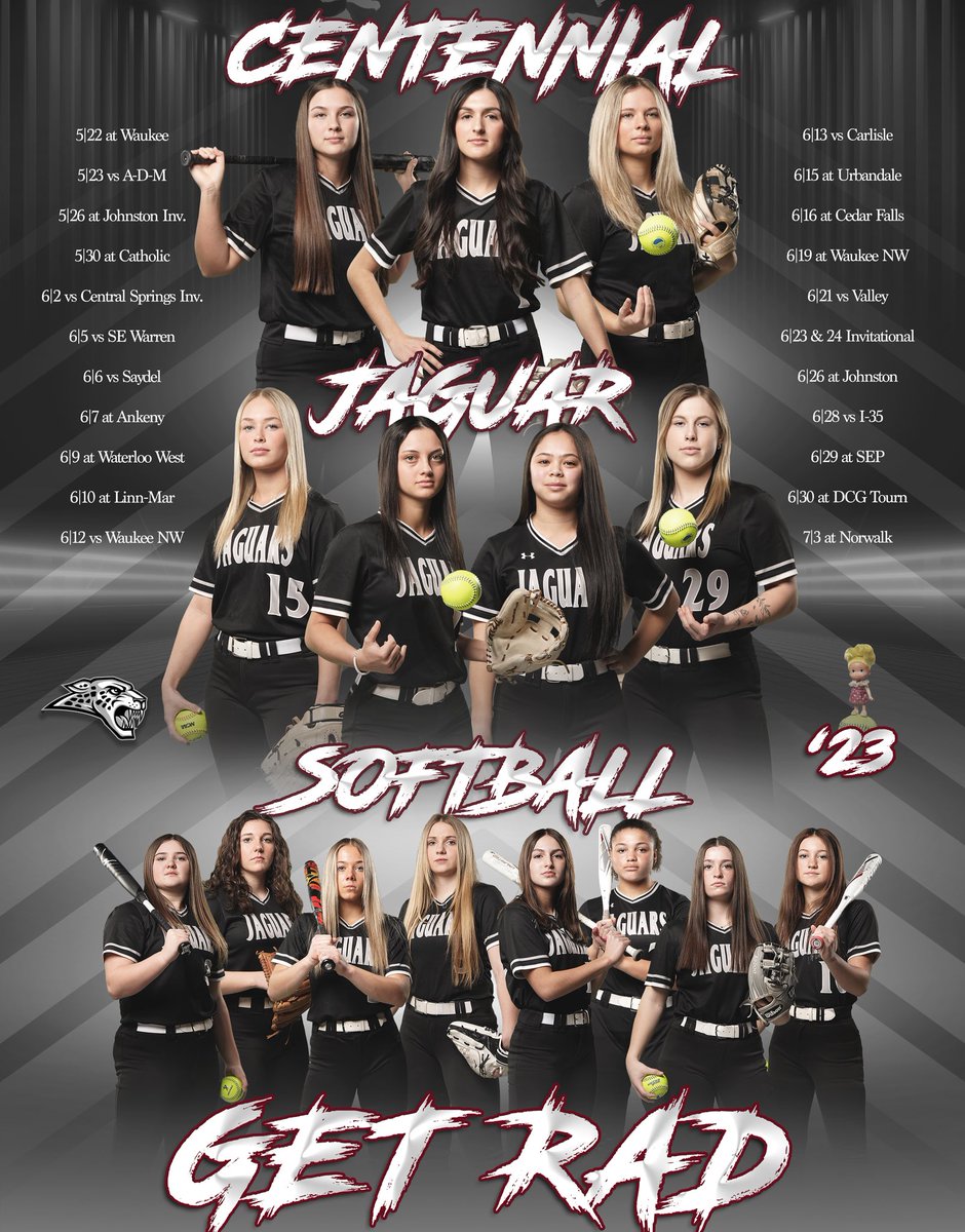 It's going to be a beautiful night for our HOME OPENER! Join us as we keep things rollin' against the ADM Tigers! 🐾🥎

🆚 ADM
🕒 JV - 5:30pm, Varsity @ 7:30pm
🏟 Centennial Softball Field -- HOME! 
📍 Ankeny Centennial High School
💻 web.gc.com/teams/FbpWEjvv…

#playloud #getrad