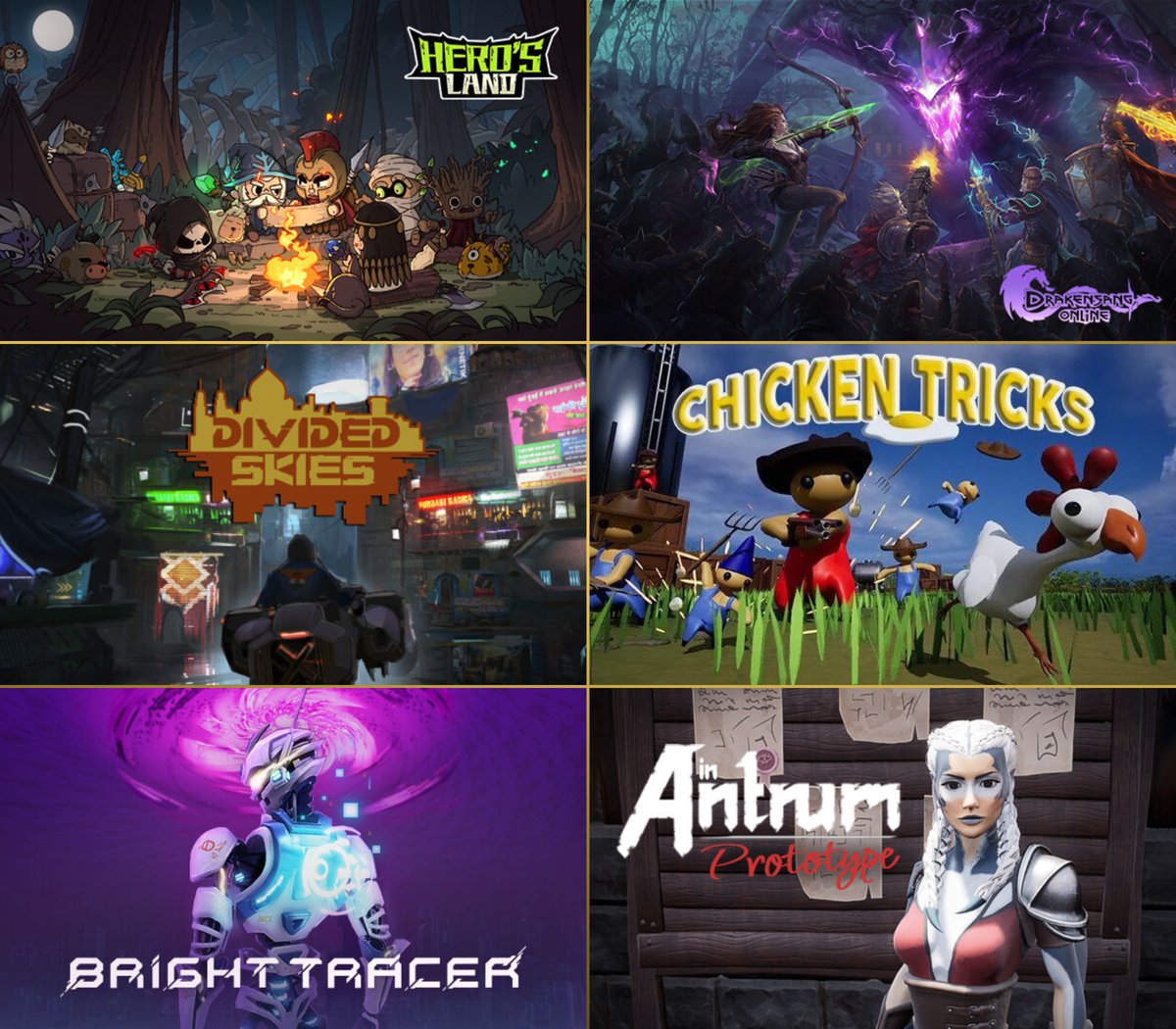 SteamGamesPC's tweet photo. 🍅 MAY 23 NEW FREE GAMES ON STEAM 🍅

1⃣Hero's Land
https://t.co/q2BFfJ557x
2⃣Drakensang
https://t.co/xKpY6HfCq1
3⃣Divided Skies
https://t.co/Z9YdEftXDP
4⃣Chicken Tricks
https://t.co/b5VTNPNYT3
5⃣BRIGHT TRACER
https://t.co/MIbKvcaUkQ
6⃣inAntrum - Prototype
https://t.co/fkCoyWRaIZ https://t.co/TAGEC2iksU