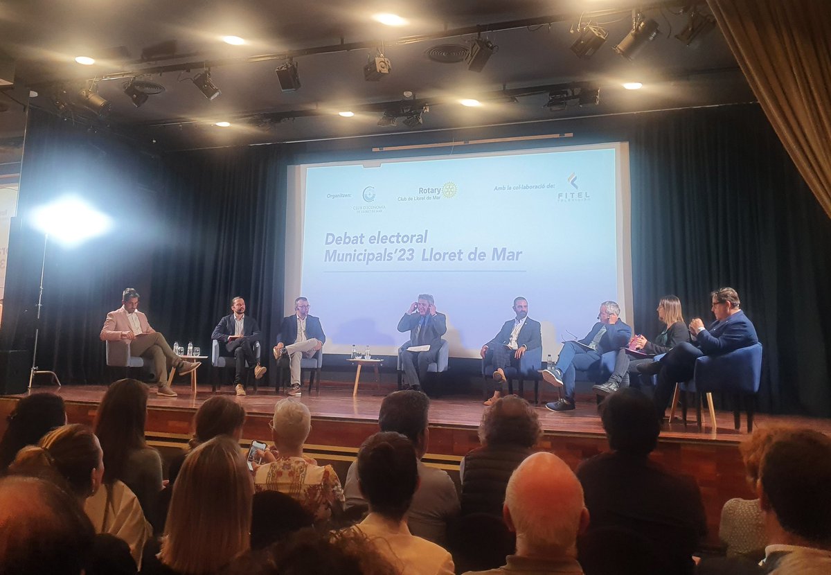 Bona conducció Debat #Lloret per confrontar programes electorals <a href="/TotsPerLloret/">Tots per Lloret</a> <a href="/lloretpsc/">PSC Lloret</a> <a href="/CsLloret/">CS Lloret</a> <a href="/ERCLloretdemar/">Esquerra Lloret de Mar</a> <a href="/lloretencomu/">Lloret En Comú</a> <a href="/lara_tll/">Lara Torres Lledó</a> <a href="/JuntsLloret/">Junts Lloret de Mar</a> sobre 3 eixos #Turisme #Infraestructures I Serveis a les Persones. Molt per fer  #28MLloret #Rotary #CercleEconomia
