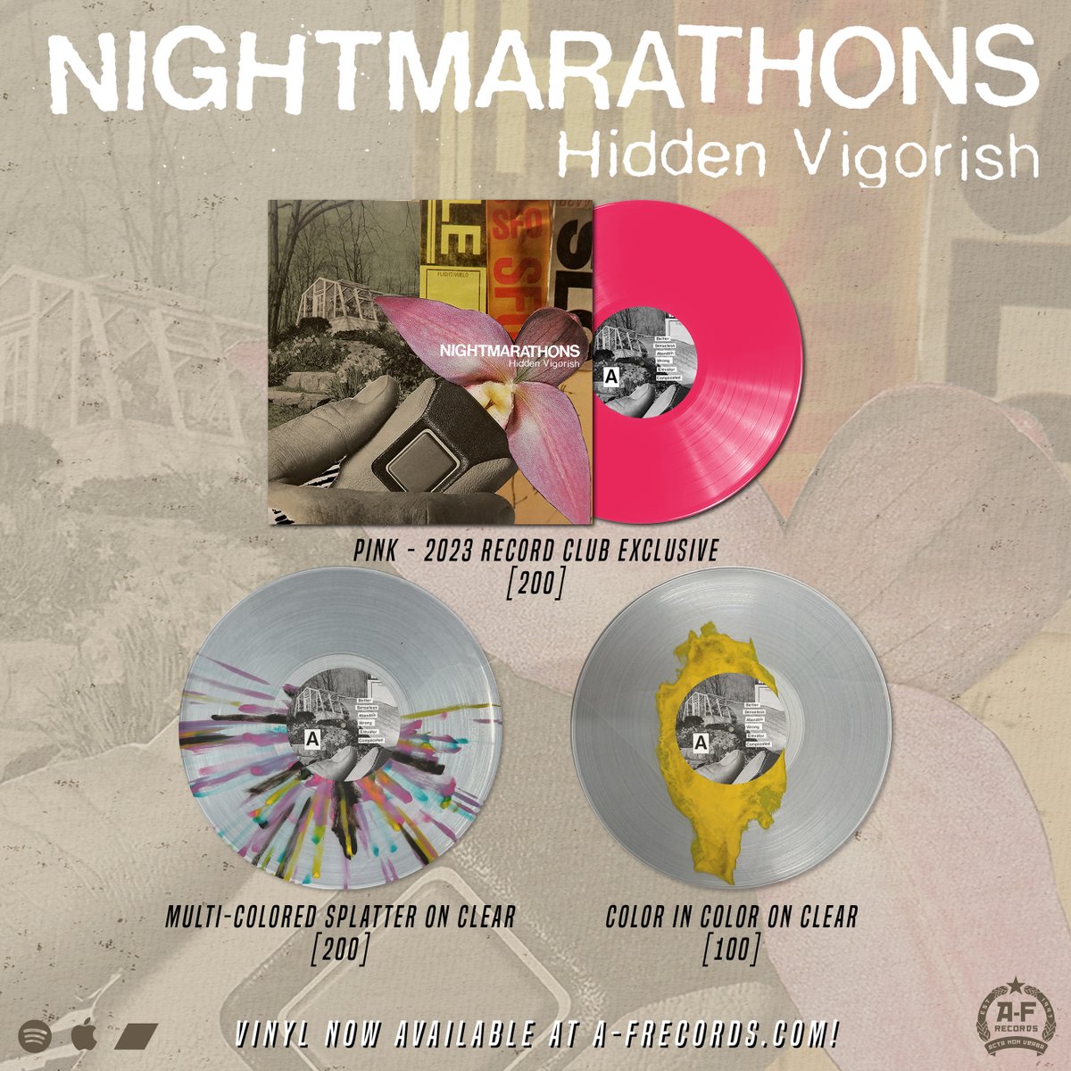 NEW VINYL ALERT! All new vinyl for <a href="/nightmarathons/">nightmarathons</a>' sophomore release 'Hidden Vigorish' have been unveiled and are available NOW at A-Frecords.com!

Pick yours up today, and stream "Hidden Vigorish' everywhere you find music online!