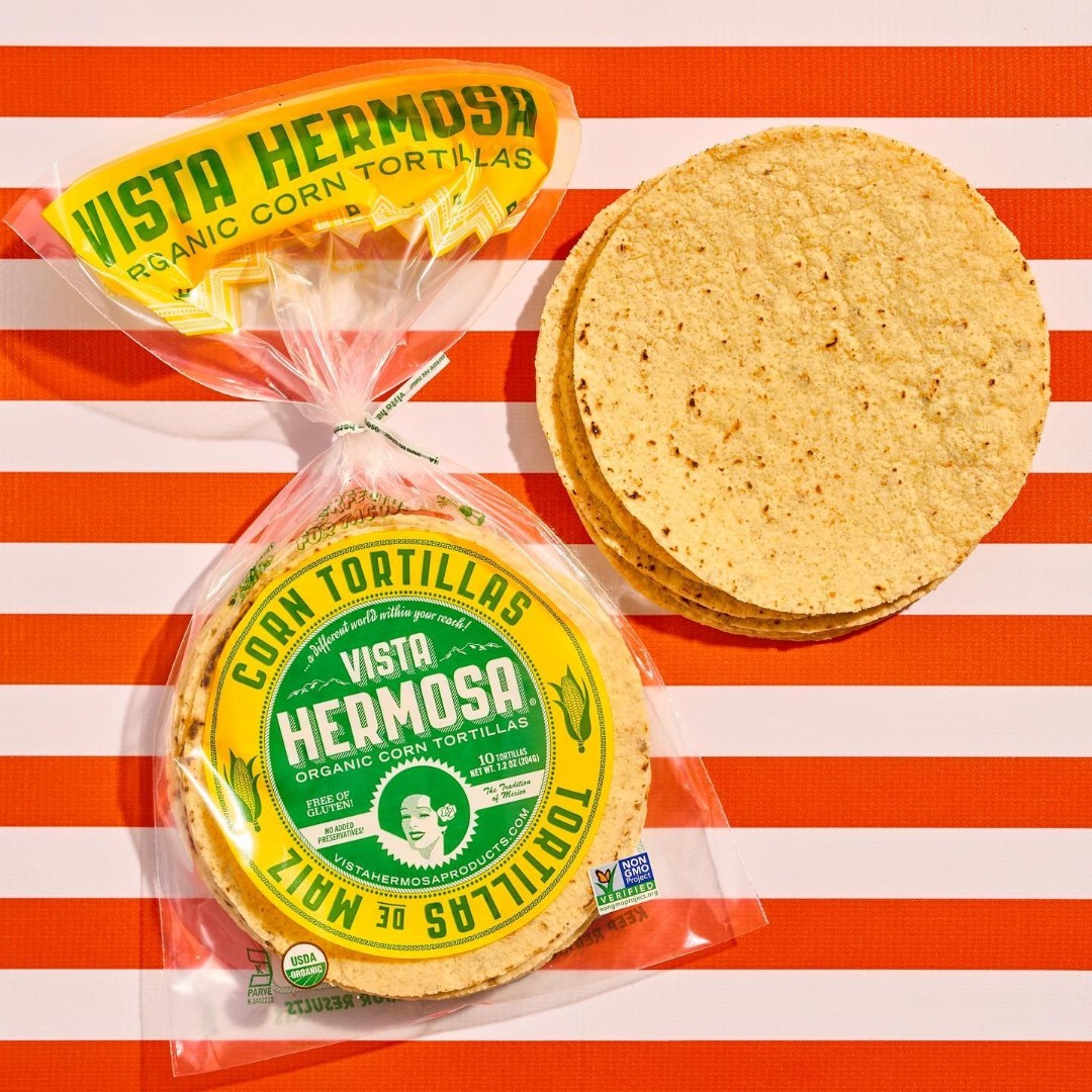 Fish tacos, breakfast tacos, beef tacos, veggie tacos…however you taco, do it with authentic Vista Hermosa tortillas. NonGMO flour or corn tortillas made with just a few simple ingredients &amp; no preservatives. #MexicanFood #authentic #nongmo #preservativefree #taco #tacotuesday
